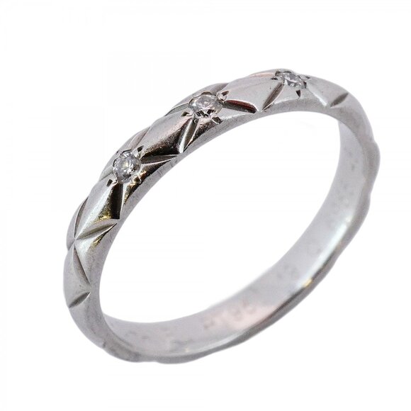 CHANEL Authentic Silver Diamond Ring #48
